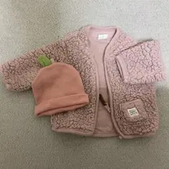 Ｈ＆Ｍ ボアアウター アカチャンホンポ帽子セット ピンク