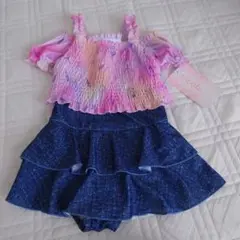 【新品タグ次は】女の子用フリルスカート水着 130cm