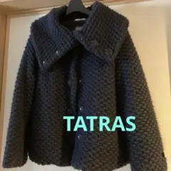 【可愛い❗️】タトラス ダウンコート 01 濃紺 ウールデザイン 大きな襟 個性的