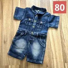 未使用　デニム　オールインワン　ロンパース 80