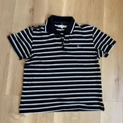 ELLE SPORT ブラック/ホワイト ストライプ ポロシャツ L