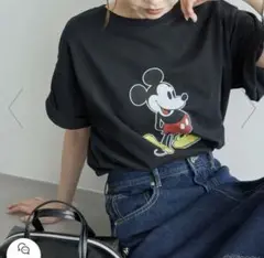 ロペピクニック　ミッキーマウス プリント Tシャツ ブラック