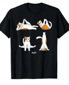 ねこちゃんヨガTシャツ　男女兼用M コットン100