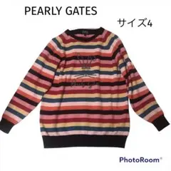 美品 希少 パーリーゲイツ マルチボーダーニット サイズ4 カシミヤ混 ゴルフ