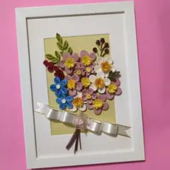 8月末取消　ペーパークイリング　フレーム飾り　「和の花束」