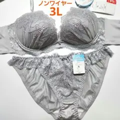 【新品未使用】格安！ノンワイヤー ブラショーツセット 3L 1216 グレー