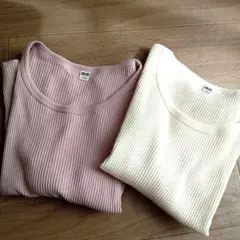 【UNIQLO】リブクロップドT 半袖 2枚セット