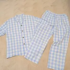 メンズパジャマ　紳士　LLサイズ　水色×白