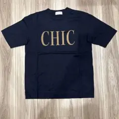 human woman CHIC Tシャツ ネイビー