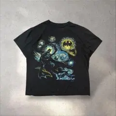 バットマンBATMANプリントTシャツゴッサムシティ×ゴッホアート短丈黒
