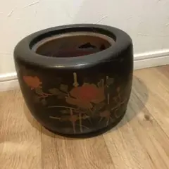 漆火鉢　漆器　漆塗り　火鉢　2個　一対 塗師　表河浦　桶形 漆火鉢 漆器 漆塗り 火鉢 2個 一対 塗師 表河浦 桶形 - 工芸品