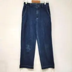 ユニクロ ストレッチデニムパンツ S ブルー青 楽ちん 履きやすい ポケット付き