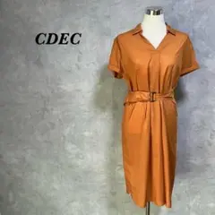 【極美品】CDEC シャツワンピース ミモレ丈 ベルト オレンジ L 1439