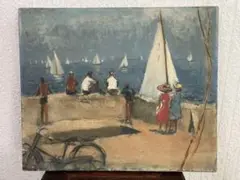 岩舘知義(ヨットハーバー) F8号油絵 絵画 版画 日本画 インテリア