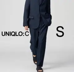 【最安値】ユニクロC 感動タックパンツ ネイビー S