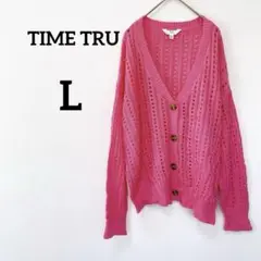 TIME TRU 【L】ピンク Vネック カーディガン ニット