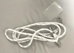 スマホショルダーストラップ　ホワイトシルバーストライプ