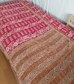 未使用 ヴィンテージ カンタキルト ラリーキルト 花柄 コットンブランケット