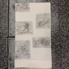 鳥獣戯画柄の単衣六通袋帯です。