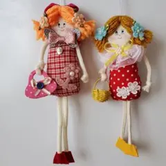 手作り人形セット 赤い水玉とチェック