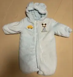 ミッキーマウス　アウター　ベビー服 水色　カバーオール　おくるみ