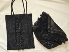 ★和洋兼用　 ハンドメイド　 フォーマル　サブバッグ　ポーチ　総レース　 黒