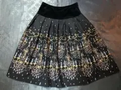 JaneMarpleシャンデリア柄ハイウエストスカート ブラック
