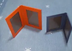 オレンジ ！グレー二種類のレザー二面フォトフレーム