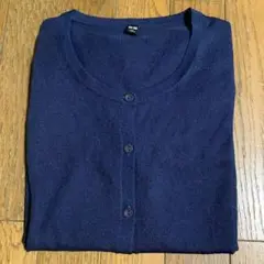 UNIQLO ライトクルーネック　半袖カーディガン Lサイズ　ネイビー
