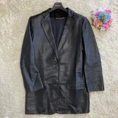 【最高級】ロエベ 羊革 テーラードジャケット ナッパレザー ブラック 36 S