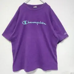 Champion Tシャツ XL パープル 刺繍ロゴ 古着