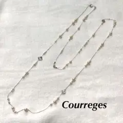 Courreges パールロングネックレス フラワーモチーフ