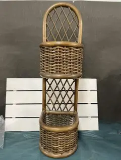 2段棚 木製 編み　＊同梱推奨商品