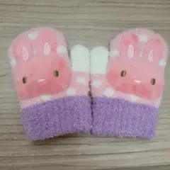 うさぎ柄　ピンク　手袋　子供用