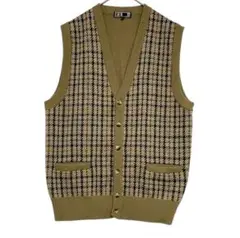 ダックス　Vネック チェック ニットベスト　【美品】　L