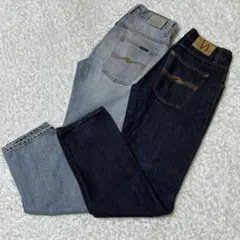 [2本セット]　ヌーデイジーンズ　ストレートデニム セルビッチ　W31 L32