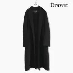 Drawer カシミヤ ウール ダブルフェイス ラップコート 38 ブラック