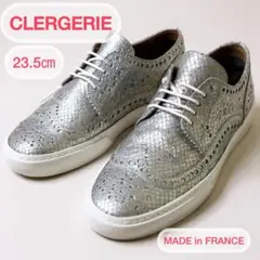 ✨良品✨クレジュリー メダリオン風パイソン風スニーカー 23.5 シルバー 本革