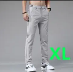 XL グレー ゴルフ スポーツウェア ストレッチ　スラックス 高品質 ズボン