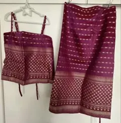 タイシルク　巻きスカートドレス　Lサイズ　リゾートドレス