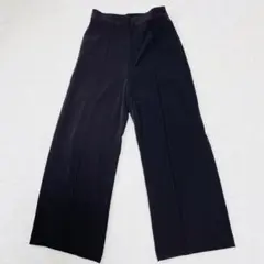 ユニクロ　ワイドパンツ ハイウエスト スラックス　センタープレス　焦茶