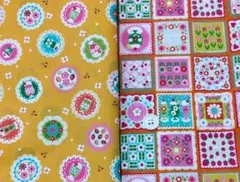 2点セット　キュート＆レトロパーティー　オレンジ　スケア生地　各108×50