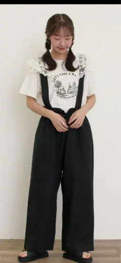 サマンサモスモス♡ 【Cross×Linen】サス付パンツ♡ブラック♡