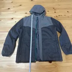 adidas アディダス　グレー ストライプ フード付き ウェア M