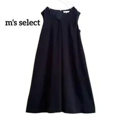 美品★上質★エムズセレクト★とろみ素材★ノースリーブワンピース★38★ネイビー