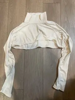 ホワイト クロップドトップ ハイネック