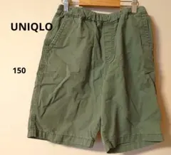 UNIQLO オリーブグリーン ハーフパンツ コットン ウエストゴム150