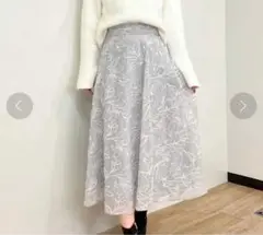 ノエラ モール刺繍フラワースカート サックスブルー Sサイズ