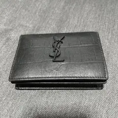 イヴサンローラン カードケース 2つ折り財布 クロコ型押し カサンドラ YSL