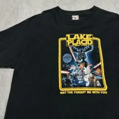 LAKE PLACID　NEW YORK　半袖Tシャツ　古着　ブラック　黒　L
